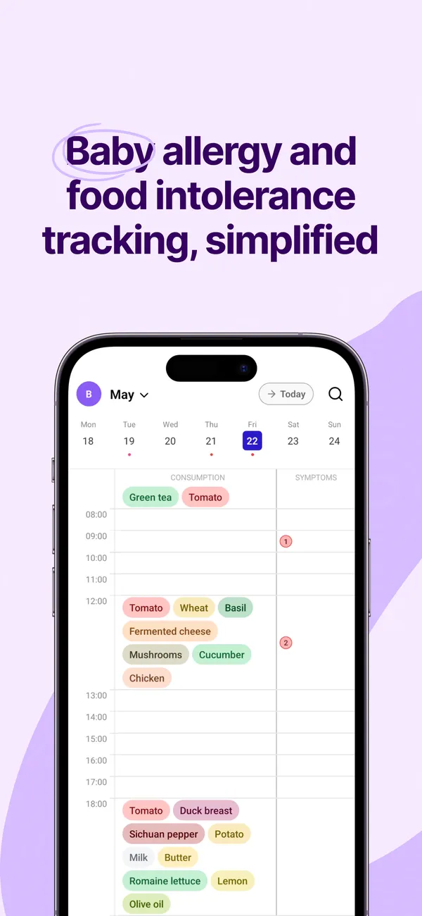 Baby allergy and food intolerance tracking, simplified